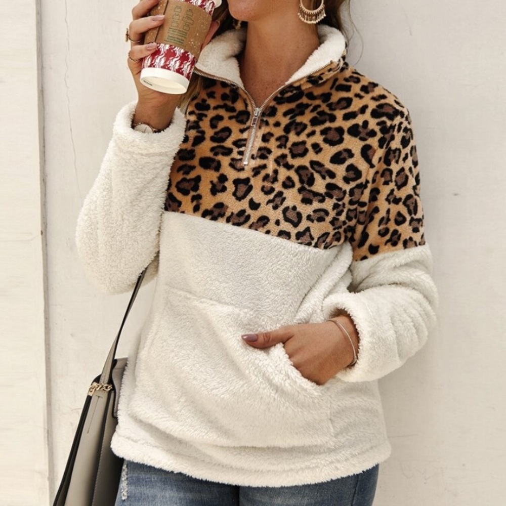 Fuzzy Cheetah Quarter Zip